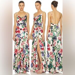 NEW Bronx and Banco Leo Maxi Dress in multi , Floral Cowl Neck Spaghetti Strap